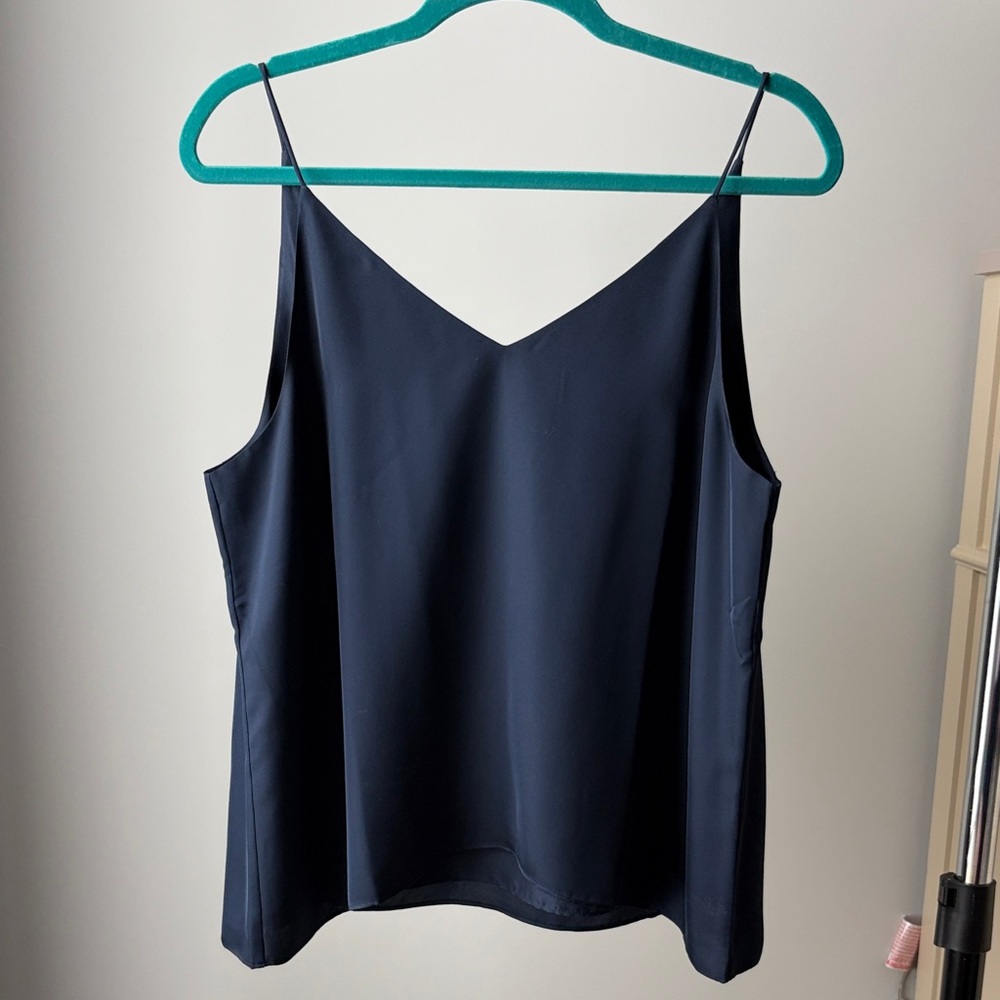 100% Silk Navy V-Neck Spaghetti Strap Camisole